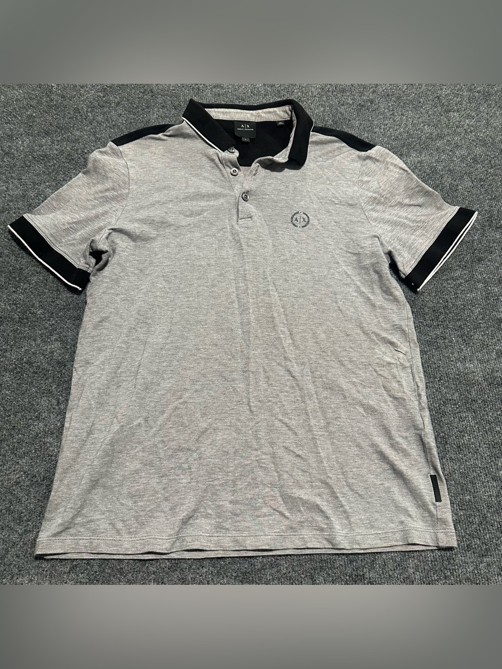 Armani Exchange Men’s Gray Polo Shirt with Black Trim